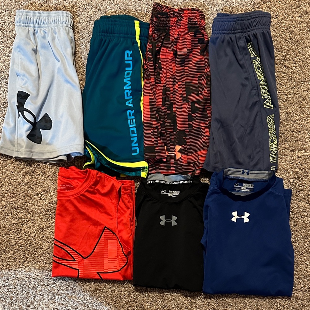 Under Armour Kids Shorts - Light Gray and Navy